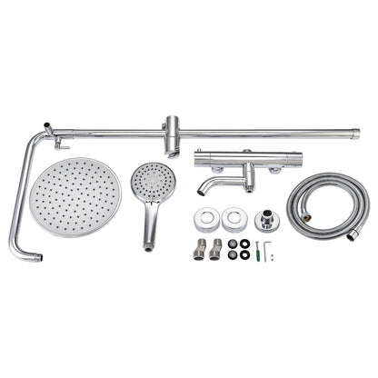 Shower Faucet Set 8" Round Shower Head 3 Function Thermostatic Rainfall Shower Faucet Set Handheld Sprayer with Constant image 2