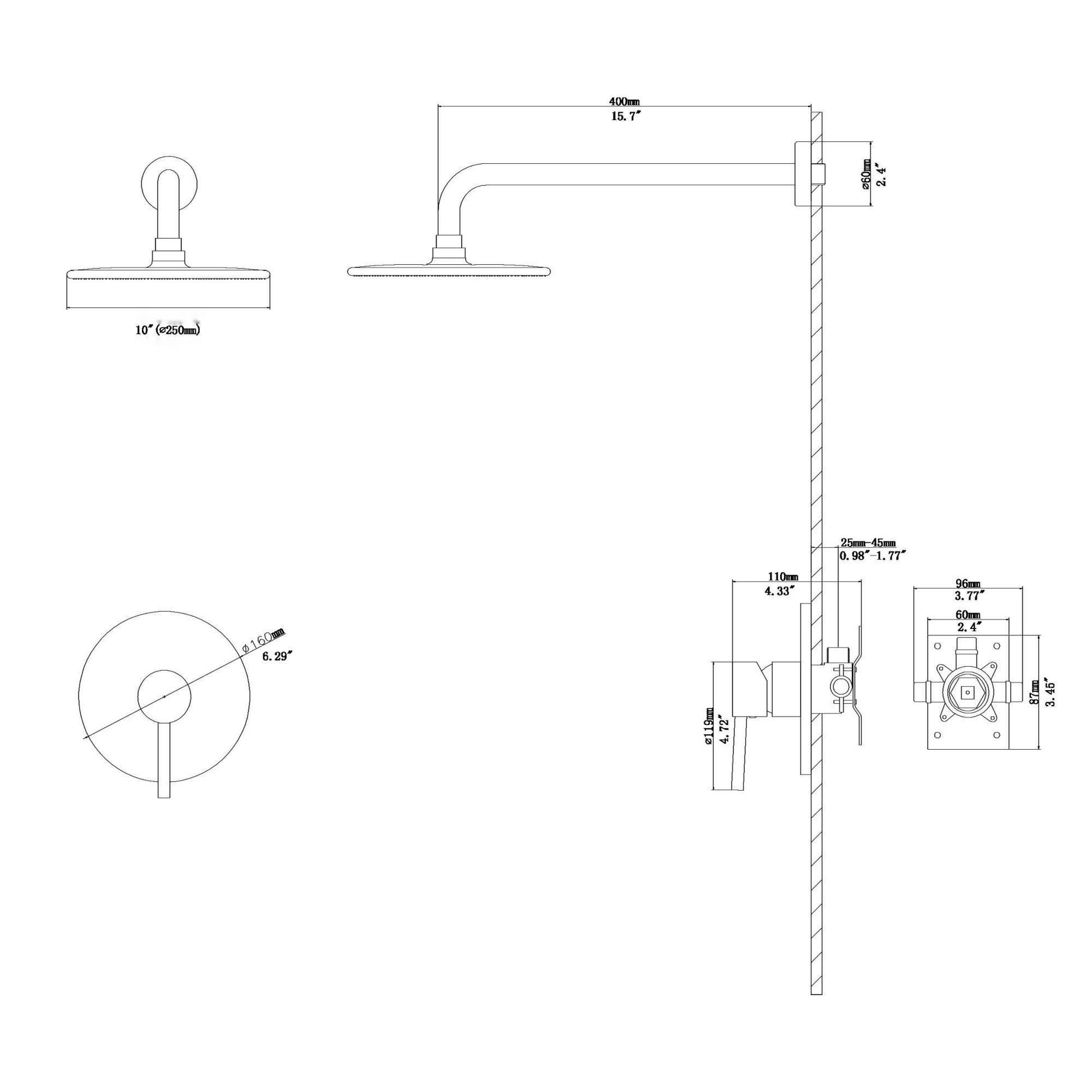 Shower Faucet Set,,Shower System with 10-Inch Rainfall Shower Head and Shower Valve, Brushed Nickel image 7