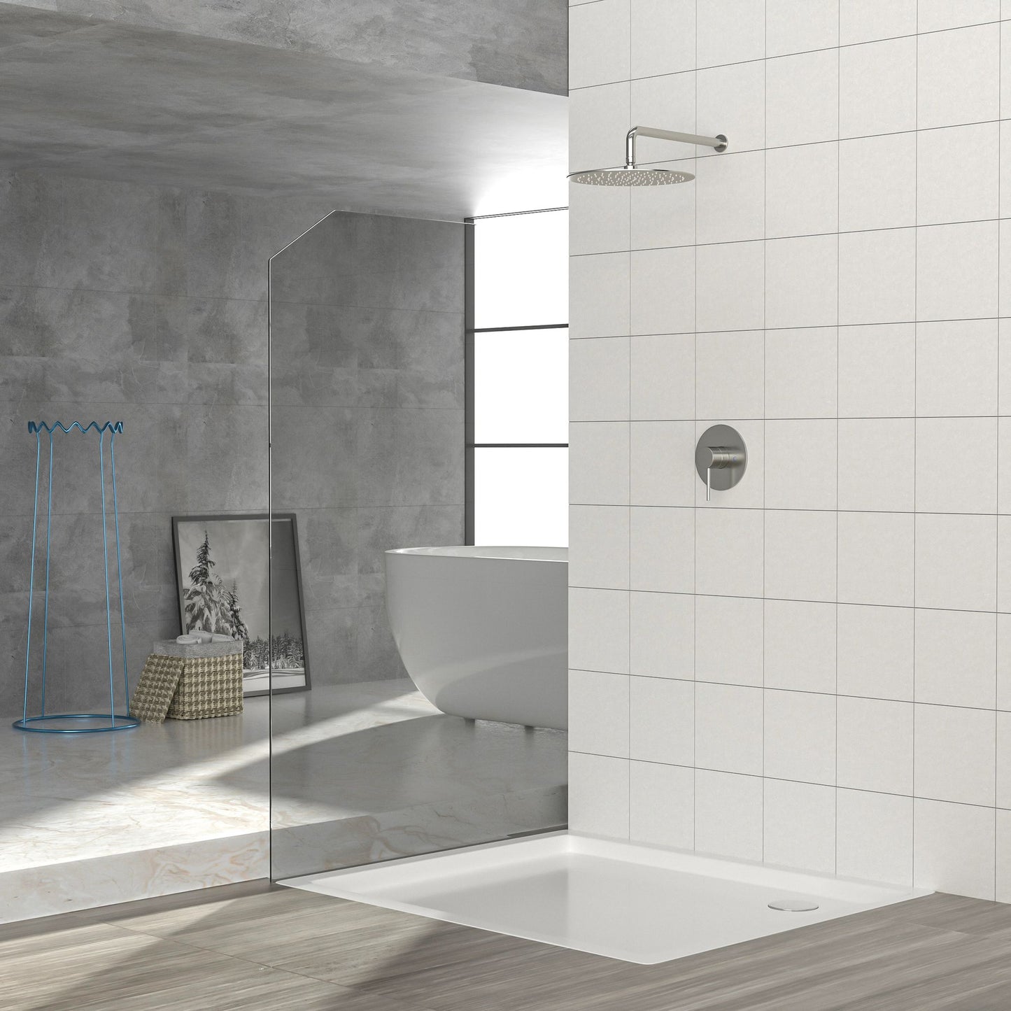 Shower Faucet Set,,Shower System with 10-Inch Rainfall Shower Head and Shower Valve, Brushed Nickel image 3