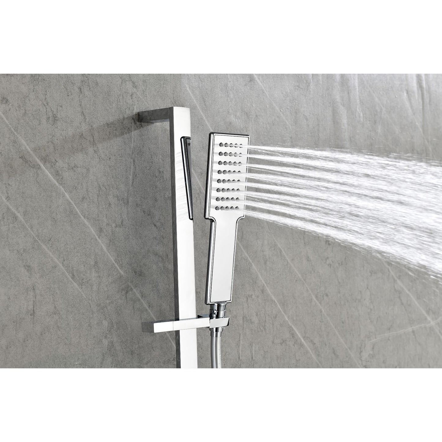 Shower System with Shower Head, Hand Shower, Slide Bar,, Shower Arm, Hose, Valve Trim, and Lever Handles image 3