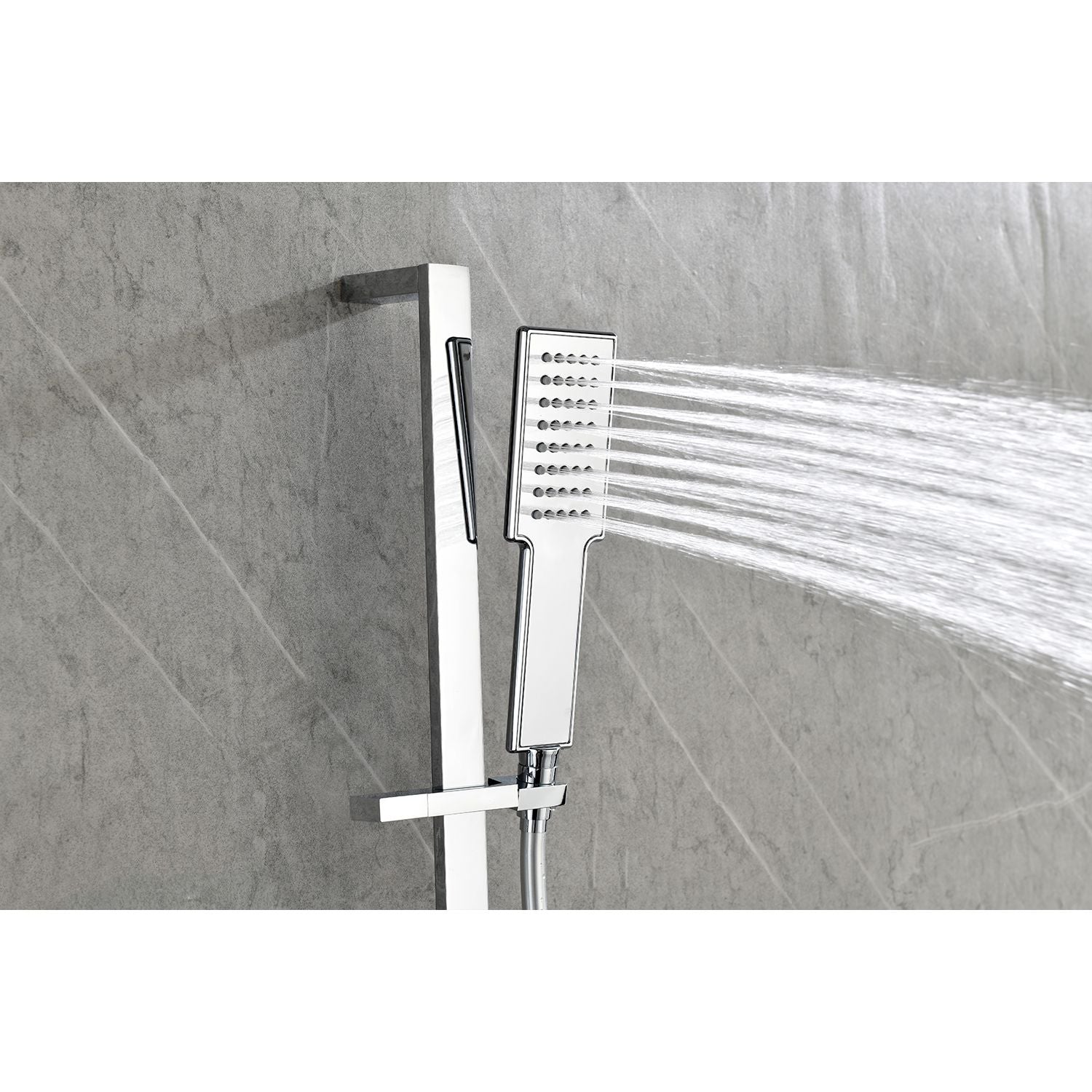 Shower System with Shower Head, Hand Shower, Slide Bar,, Shower Arm, Hose, Valve Trim, and Lever Handles image 3