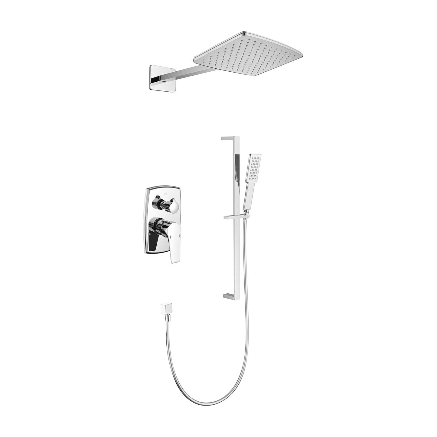 Shower System with Shower Head, Hand Shower, Slide Bar,, Shower Arm, Hose, Valve Trim, and Lever Handles image 1