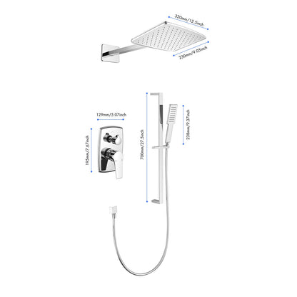 Shower System with Shower Head, Hand Shower, Slide Bar,, Shower Arm, Hose, Valve Trim, and Lever Handles image 13