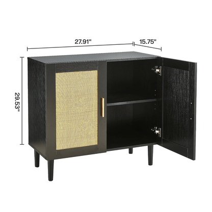 Side panel buffet cabinet with natural rattan door, rattan storage cabinet with adjustable shelves, side panel and buffe image 7