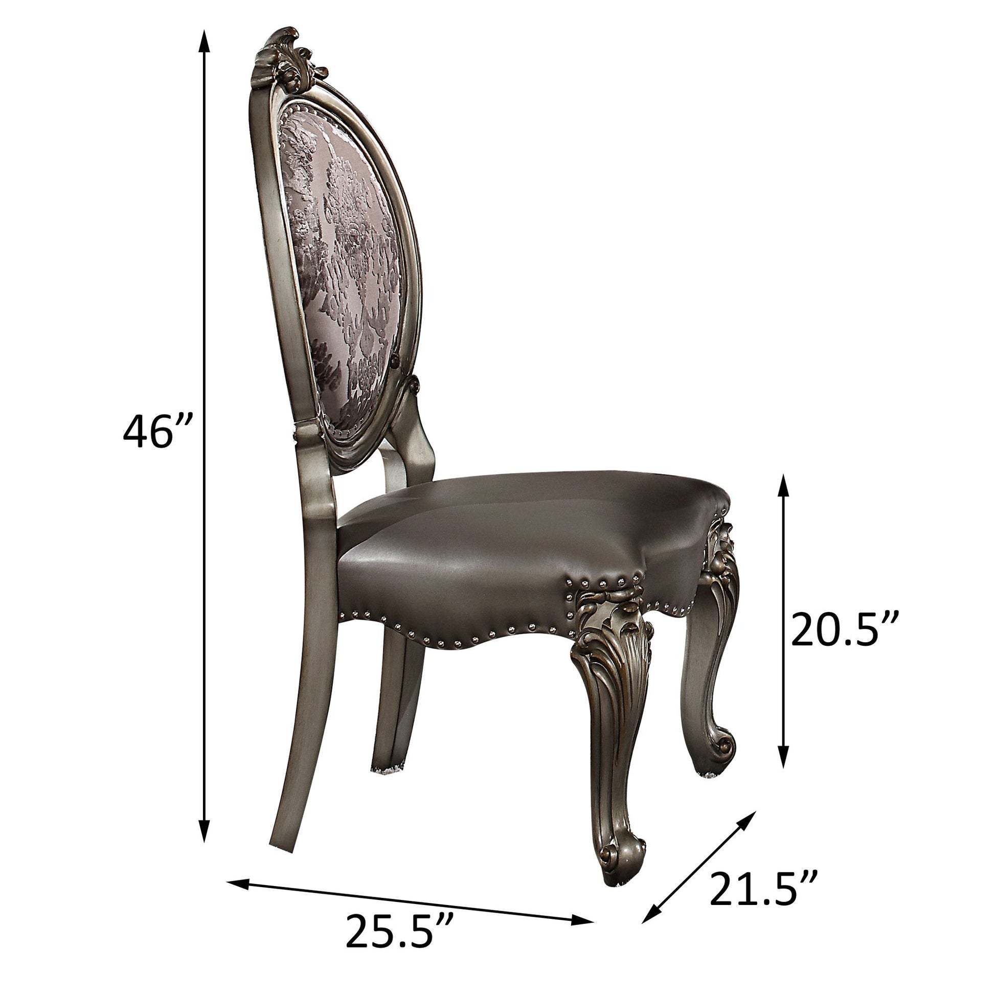 Silver and Antique Platinum Oval Back Side Chairs (Set of 2) image 4