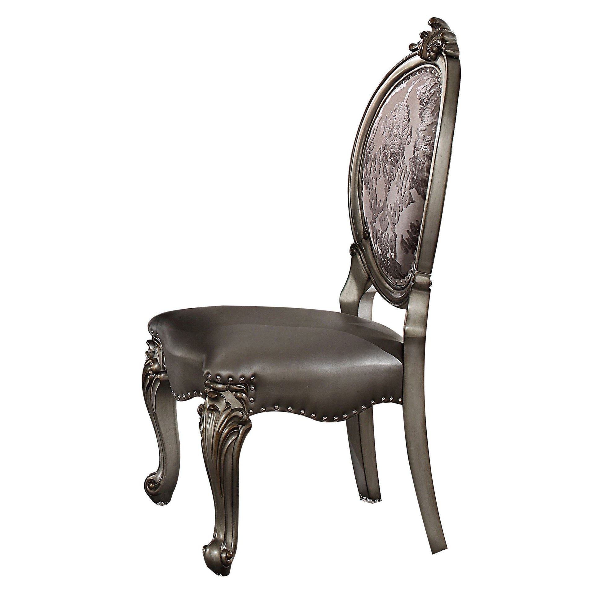 Silver and Antique Platinum Oval Back Side Chairs (Set of 2) image 1