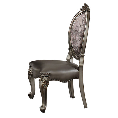 Silver and Antique Platinum Oval Back Side Chairs (Set of 2) image 1