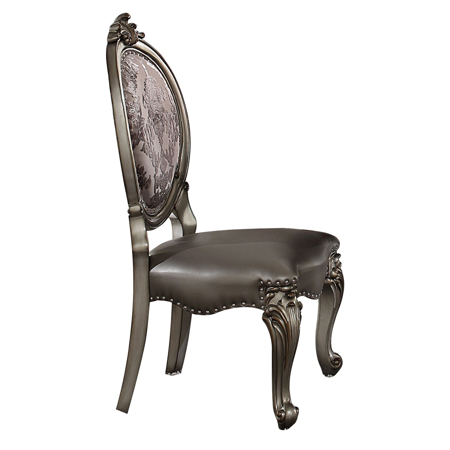 Silver and Antique Platinum Oval Back Side Chairs (Set of 2) image 2