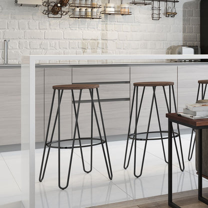 Simeon - 26" Metal Counter Height Stool with Wood Seat (Set of 2) - Cocoa Brown / Black image 8