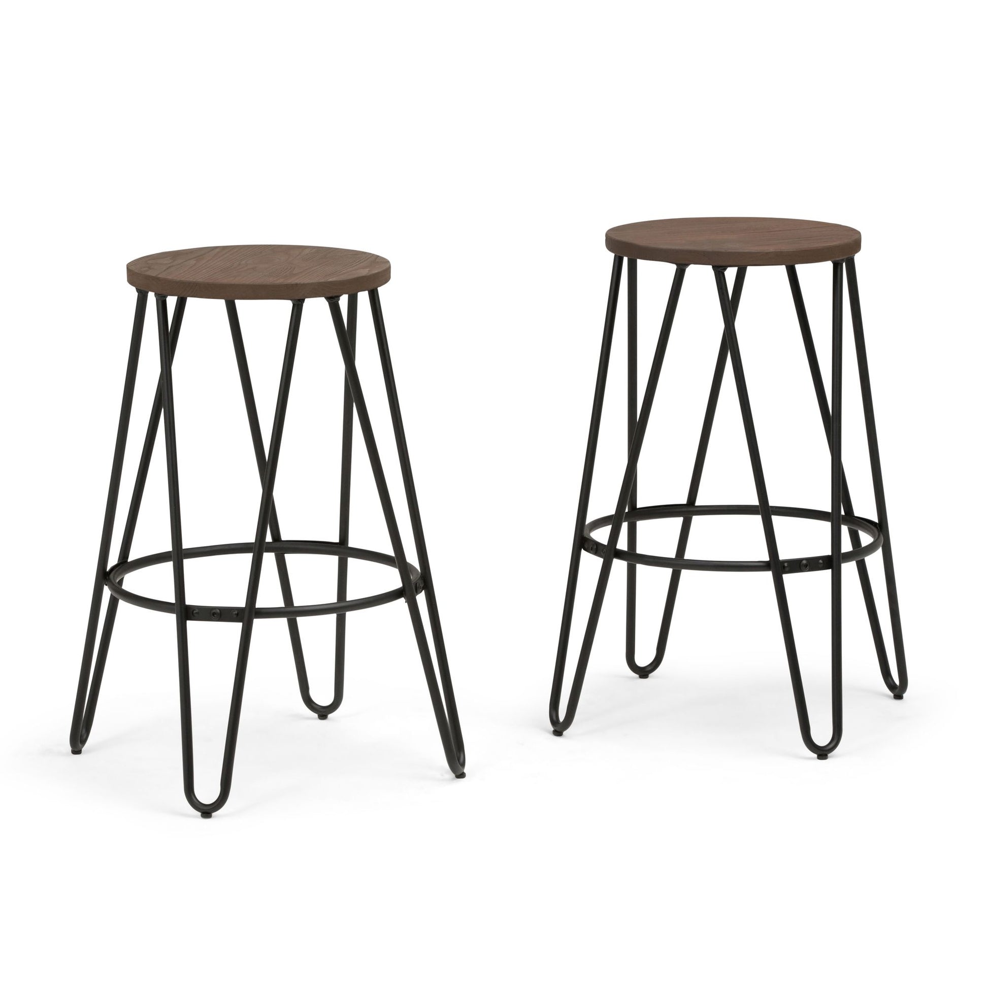 Simeon - 26" Metal Counter Height Stool with Wood Seat (Set of 2) - Cocoa Brown / Black image 1