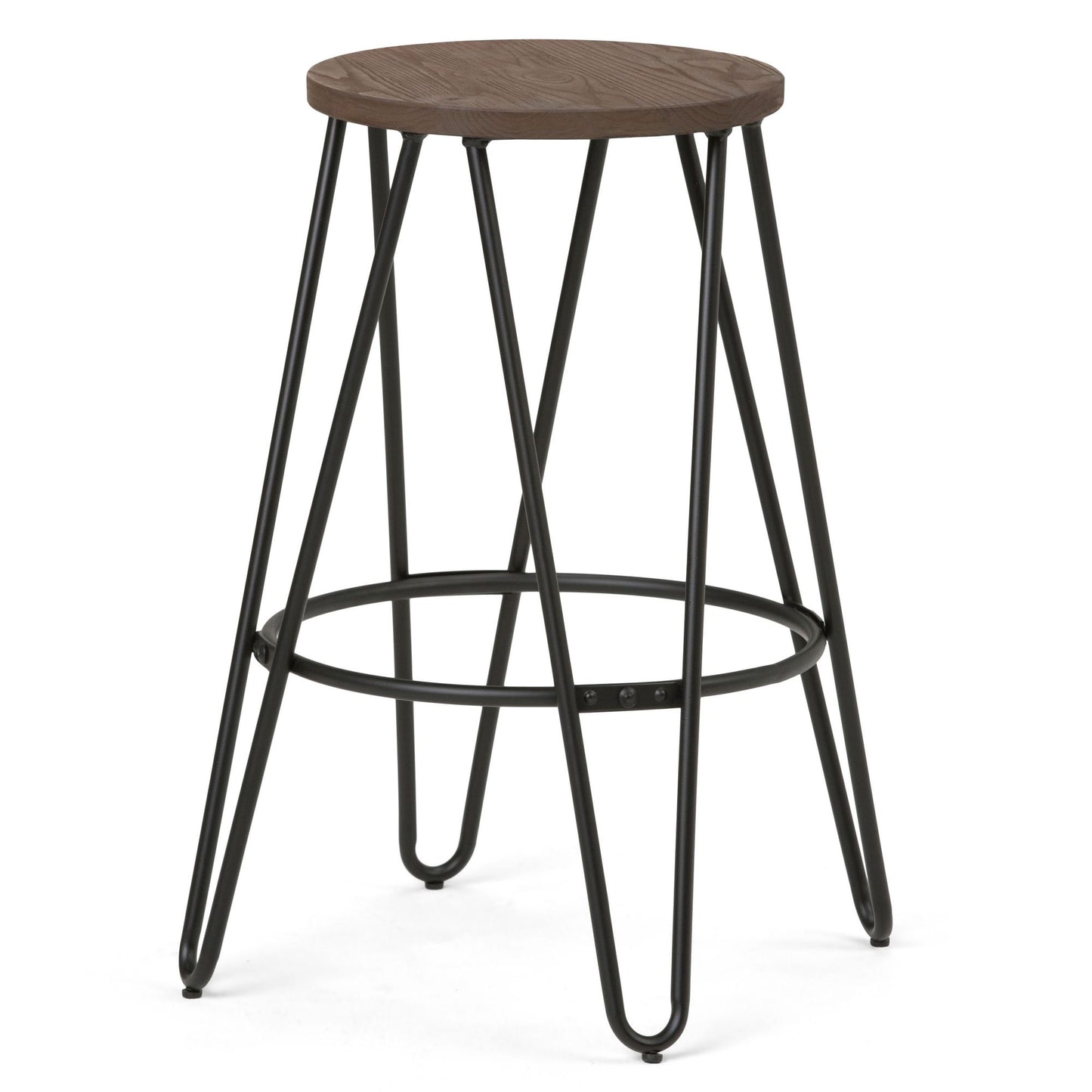 Simeon - 26" Metal Counter Height Stool with Wood Seat (Set of 2) - Cocoa Brown / Black image 6