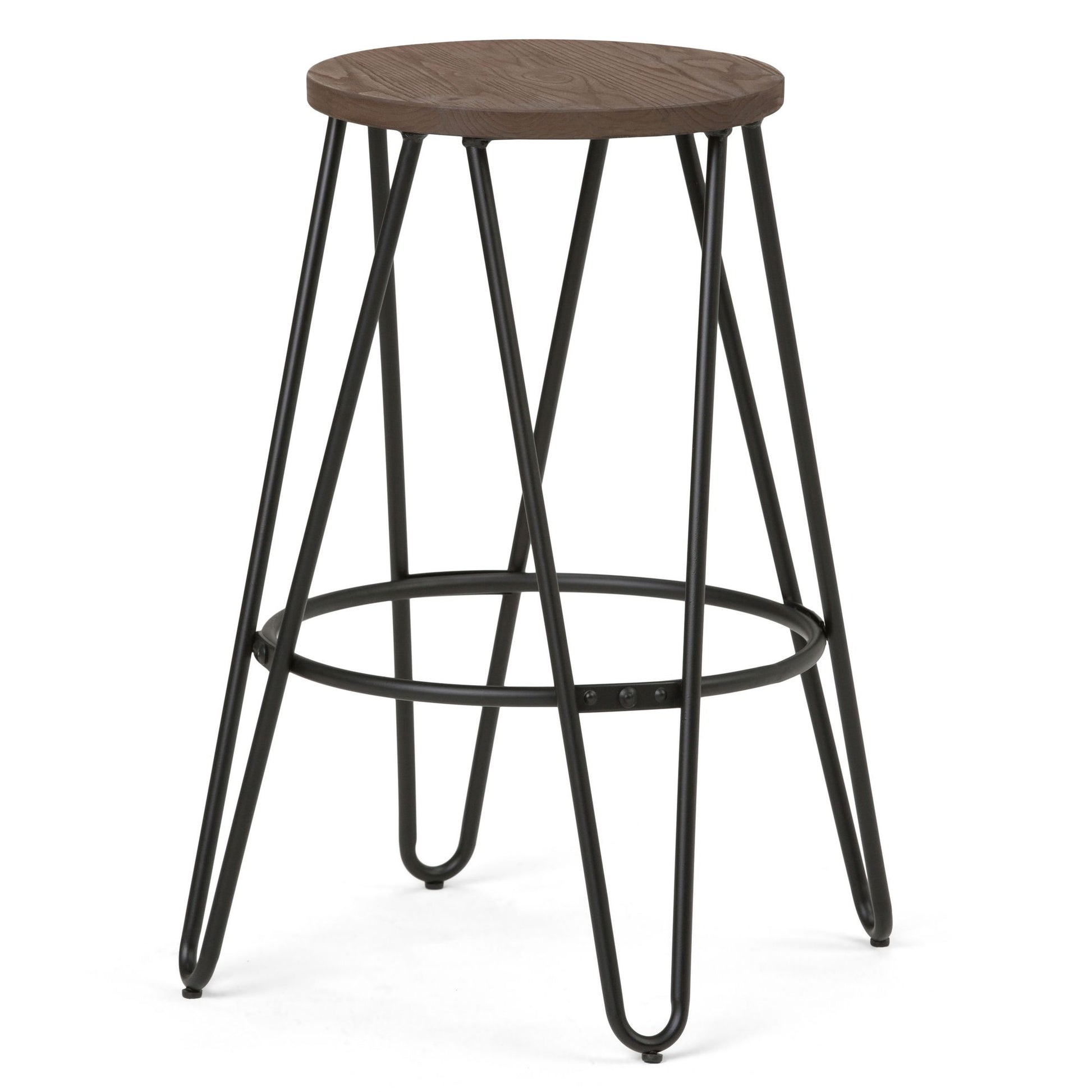 Simeon - 26" Metal Counter Height Stool with Wood Seat (Set of 2) - Cocoa Brown / Black image 6