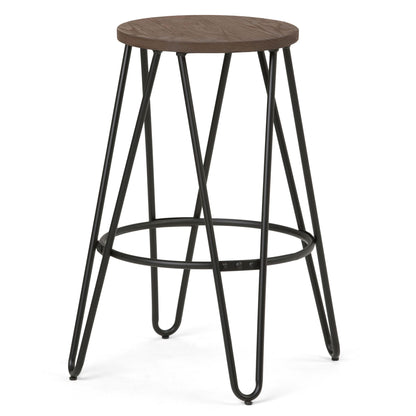 Simeon - 26" Metal Counter Height Stool with Wood Seat (Set of 2) - Cocoa Brown / Black image 6