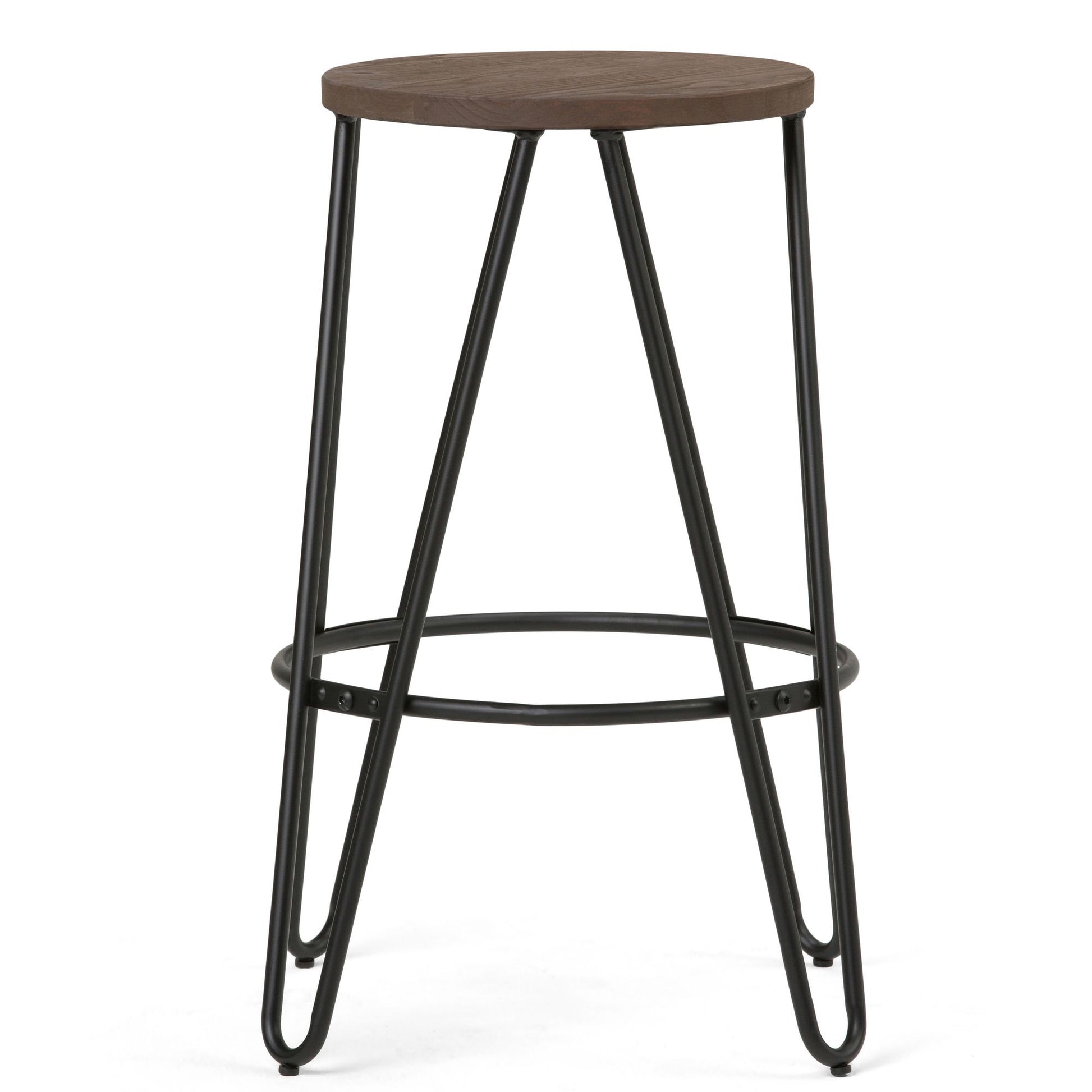 Simeon - 26" Metal Counter Height Stool with Wood Seat (Set of 2) - Cocoa Brown / Black image 4