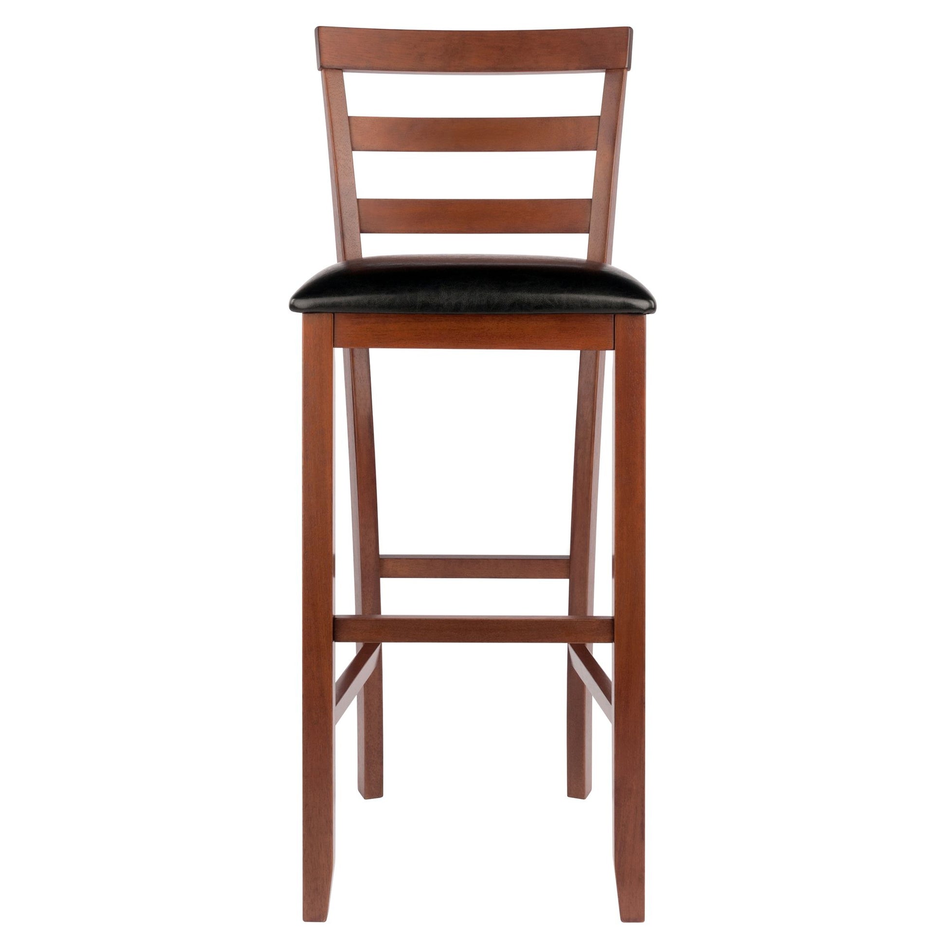 Simone Cushion Ladder-back Seat Bar Stools; 2-Pc Set; Black & Walnut image 3