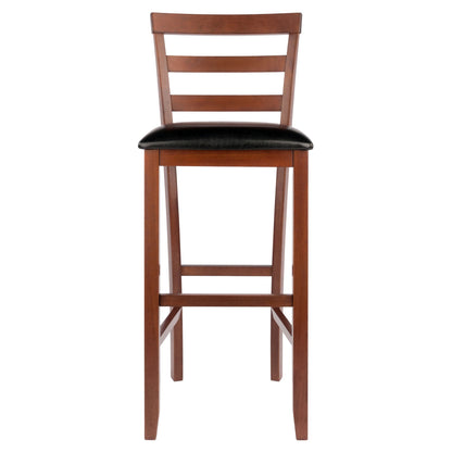 Simone Cushion Ladder-back Seat Bar Stools; 2-Pc Set; Black & Walnut image 3