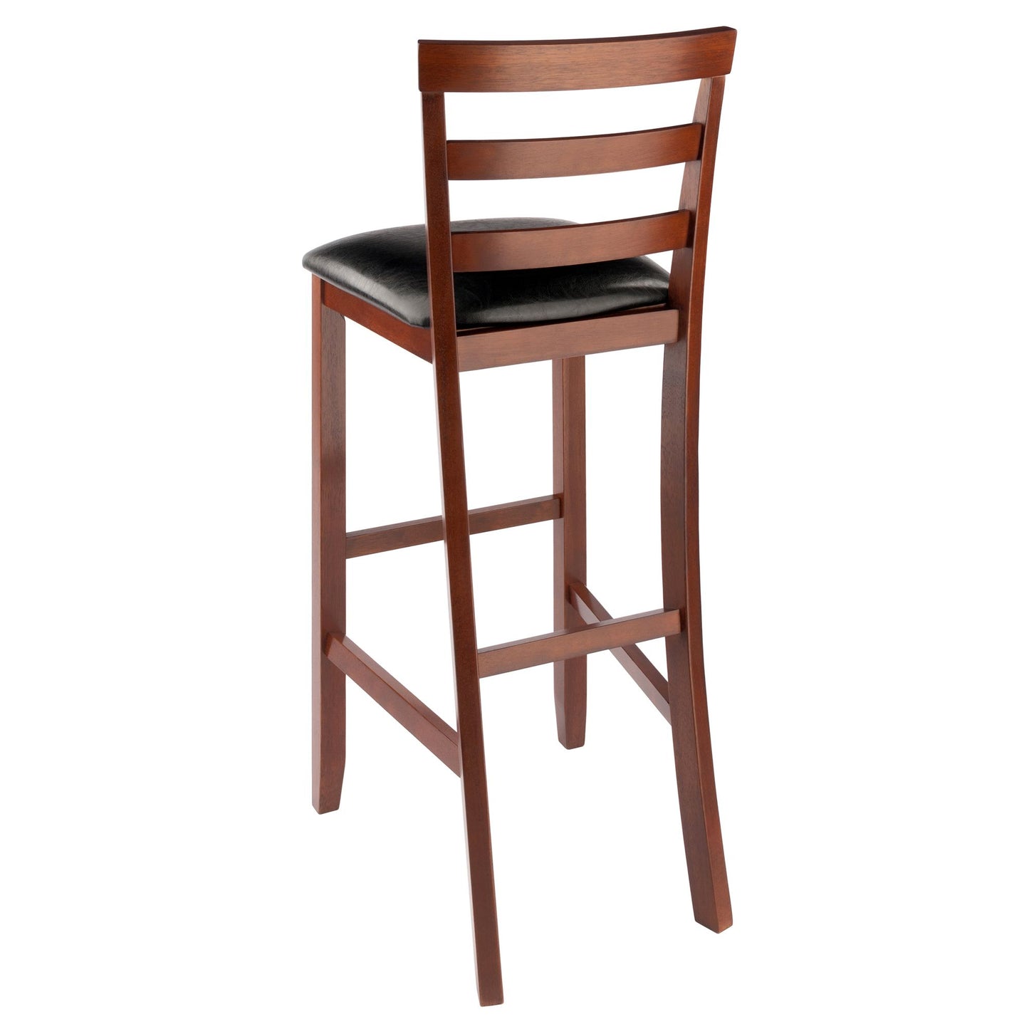 Simone Cushion Ladder-back Seat Bar Stools; 2-Pc Set; Black & Walnut image 6