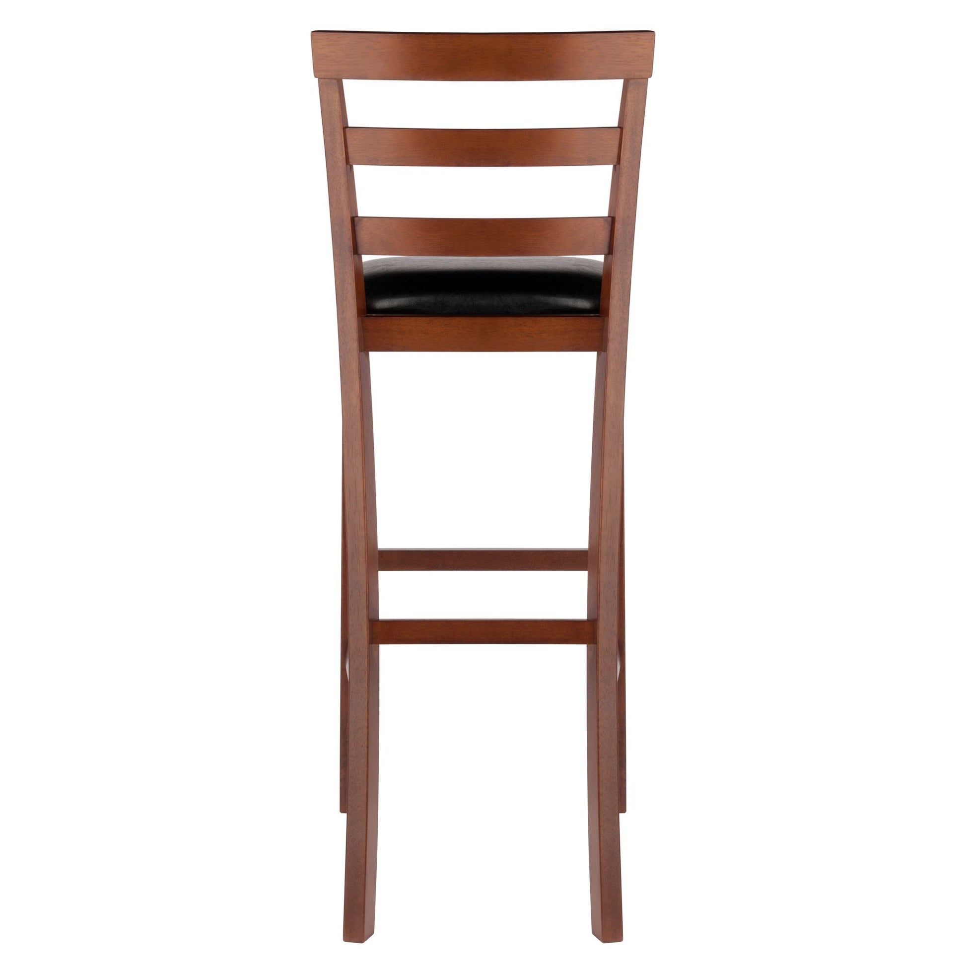 Simone Cushion Ladder-back Seat Bar Stools; 2-Pc Set; Black & Walnut image 7