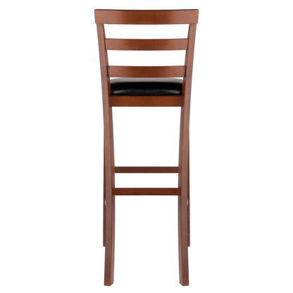 Simone Cushion Ladder-back Seat Bar Stools; 2-Pc Set; Black & Walnut image 7
