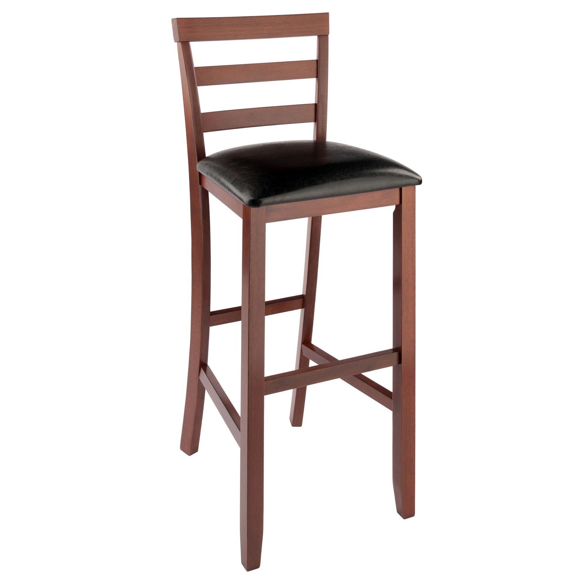 Simone Cushion Ladder-back Seat Bar Stools; 2-Pc Set; Black & Walnut image 9