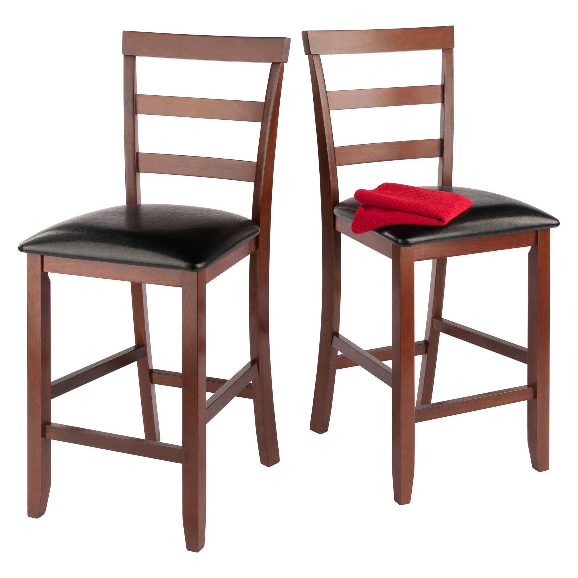 Simone Cushion Ladder-back Seat Counter Stools; 2-Pc Set; Black & Walnut image 5