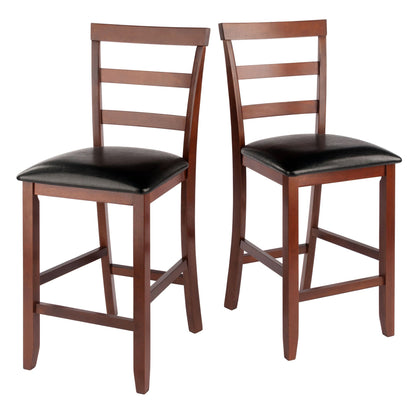 Simone Cushion Ladder-back Seat Counter Stools; 2-Pc Set; Black & Walnut image 1