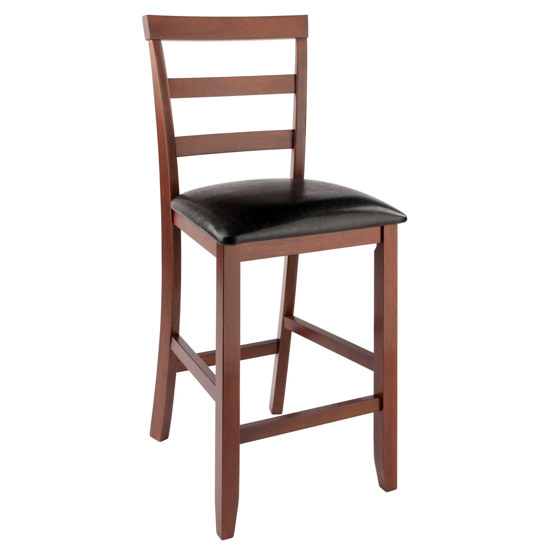Simone Cushion Ladder-back Seat Counter Stools; 2-Pc Set; Black & Walnut image 2