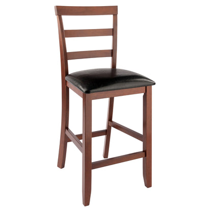 Simone Cushion Ladder-back Seat Counter Stools; 2-Pc Set; Black & Walnut image 2