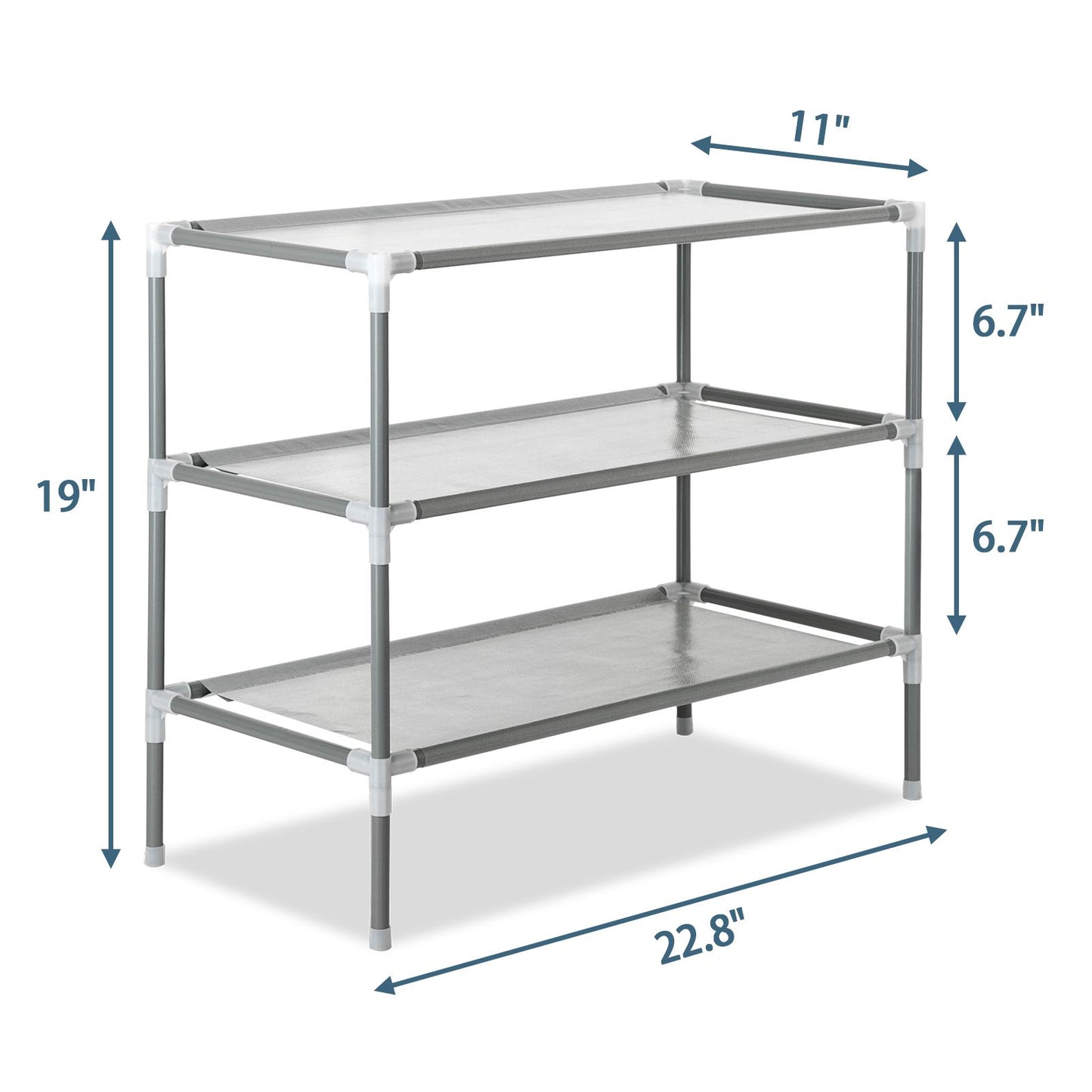 Simple Assembly 3-Tier Non-woven Fabric Shoe Rack Gray - Assembled