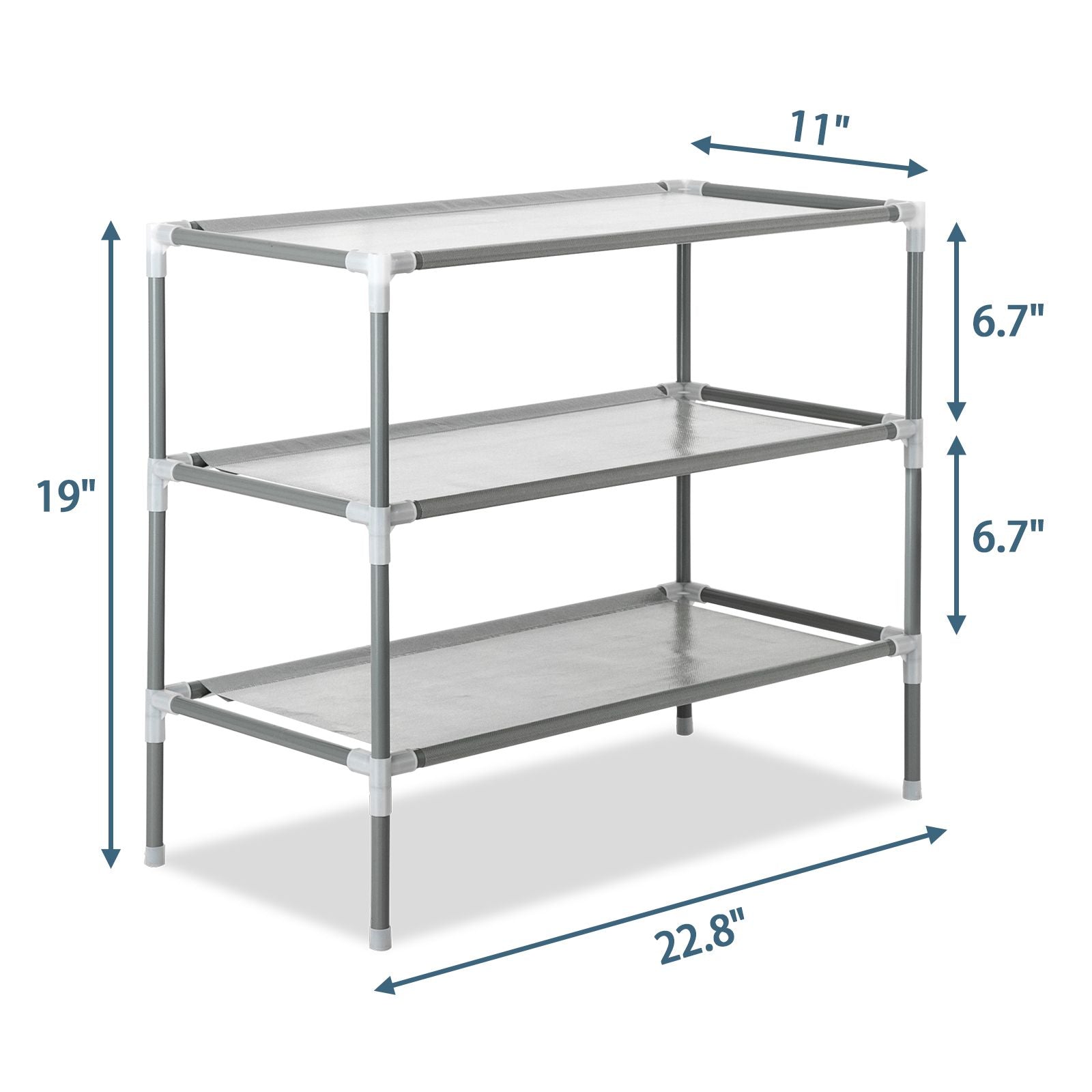 Simple Assembly 3-Tier Non-woven Fabric Shoe Rack Gray - Assembled