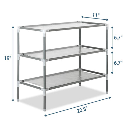 Simple Assembly 3-Tier Non-woven Fabric Shoe Rack Gray - Assembled