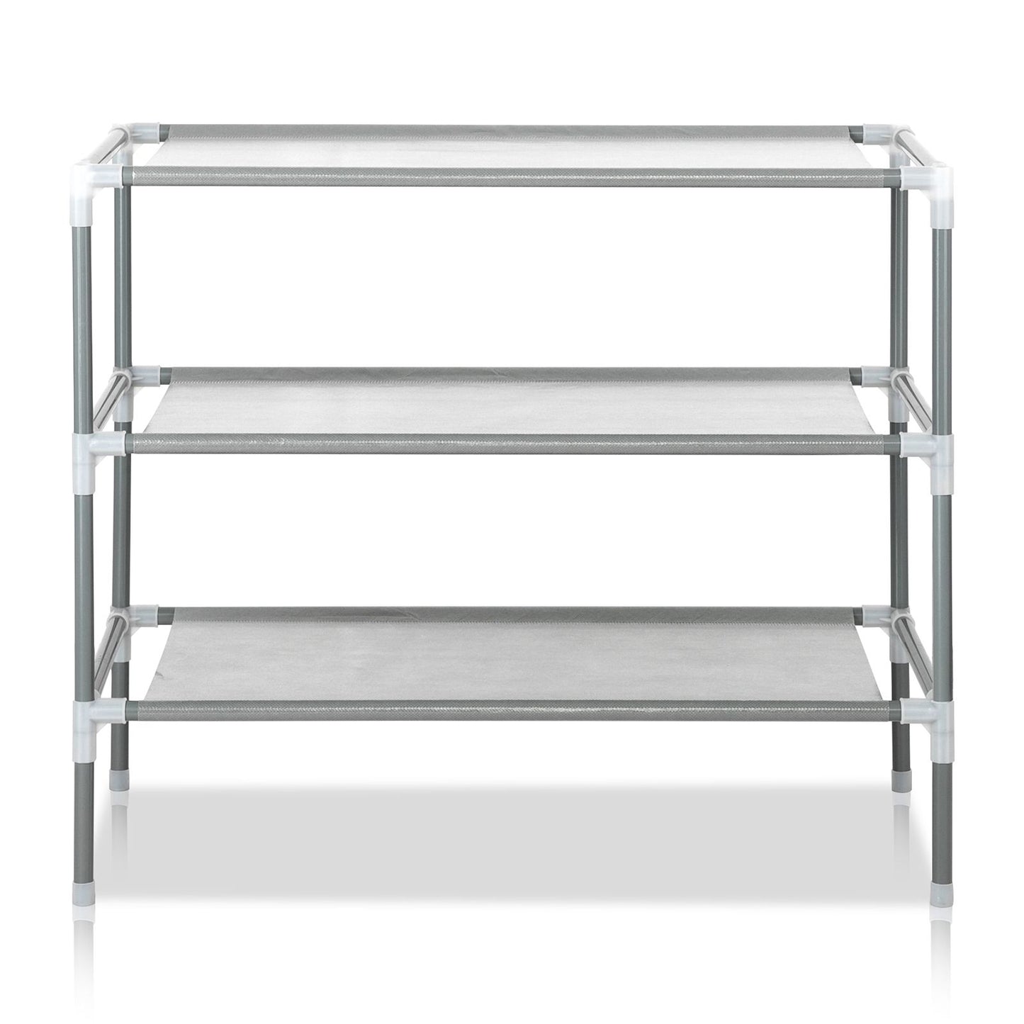Simple Assembly 3-Tier Non-woven Fabric Shoe Rack Gray - Front View