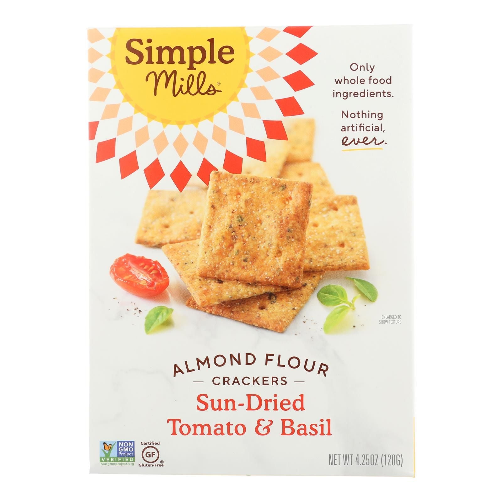 Simple Mills Sun Dried Tomato And Basil Almond Flour Crackers - Case Of 6 - 4.25 Oz. image 1