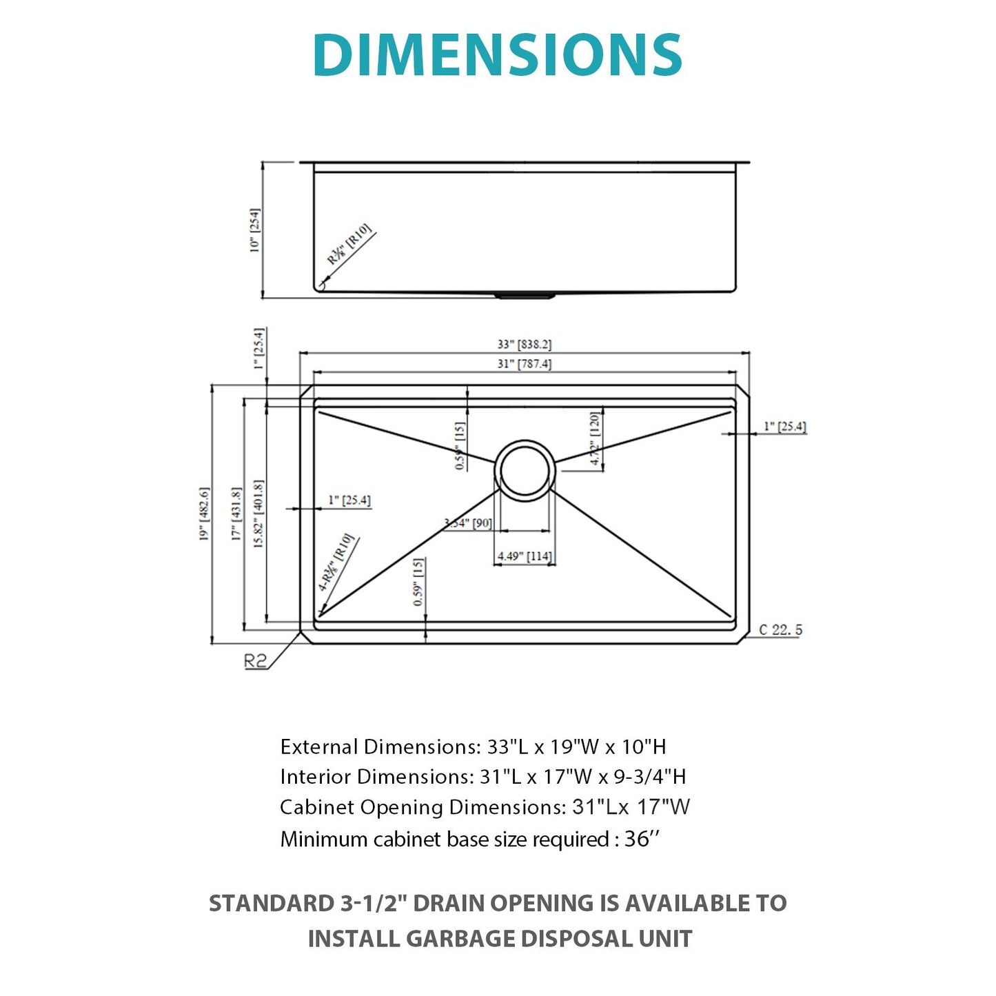 Single Bowl Undermount Workstation Kitchen Sink - 33"x19"x 10" Inch 16 Gauge Stainless Steel Deep Sink image 7