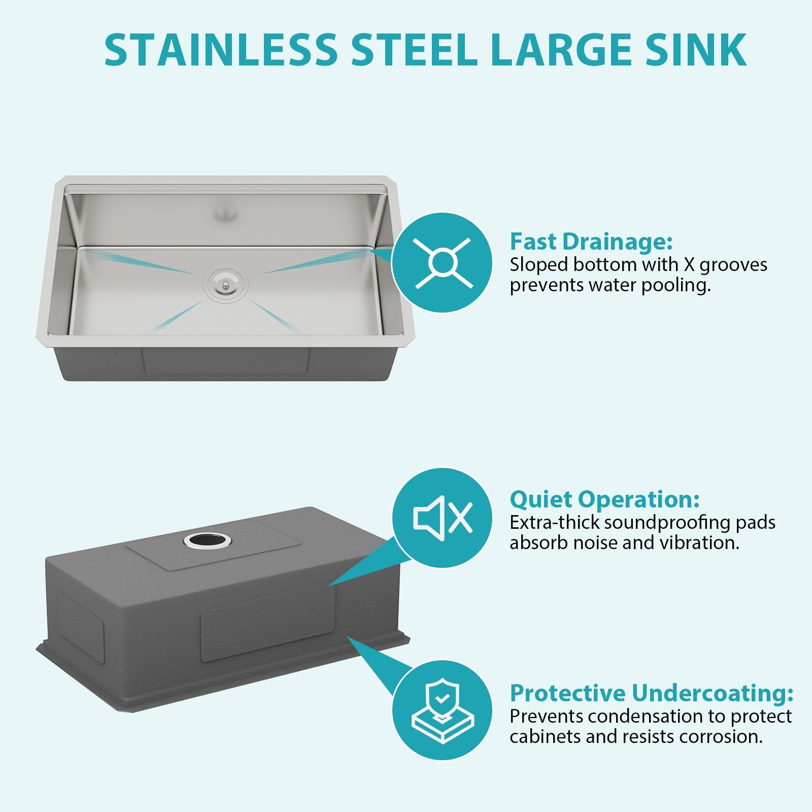 Single Bowl Undermount Workstation Kitchen Sink - 33"x19"x 10" Inch 16 Gauge Stainless Steel Deep Sink image 13