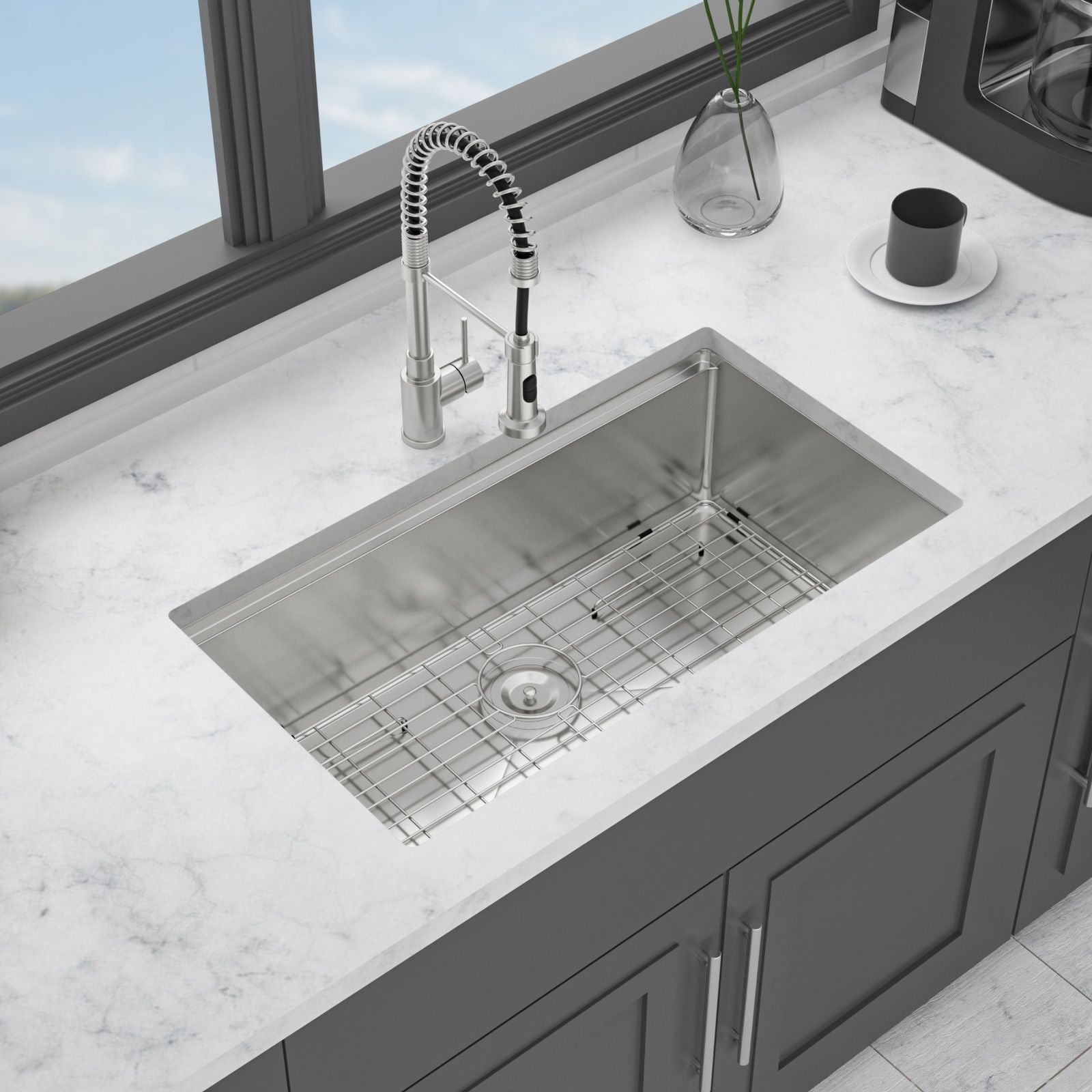 Single Bowl Undermount Workstation Kitchen Sink - 33"x19"x 10" Inch 16 Gauge Stainless Steel Deep Sink image 1