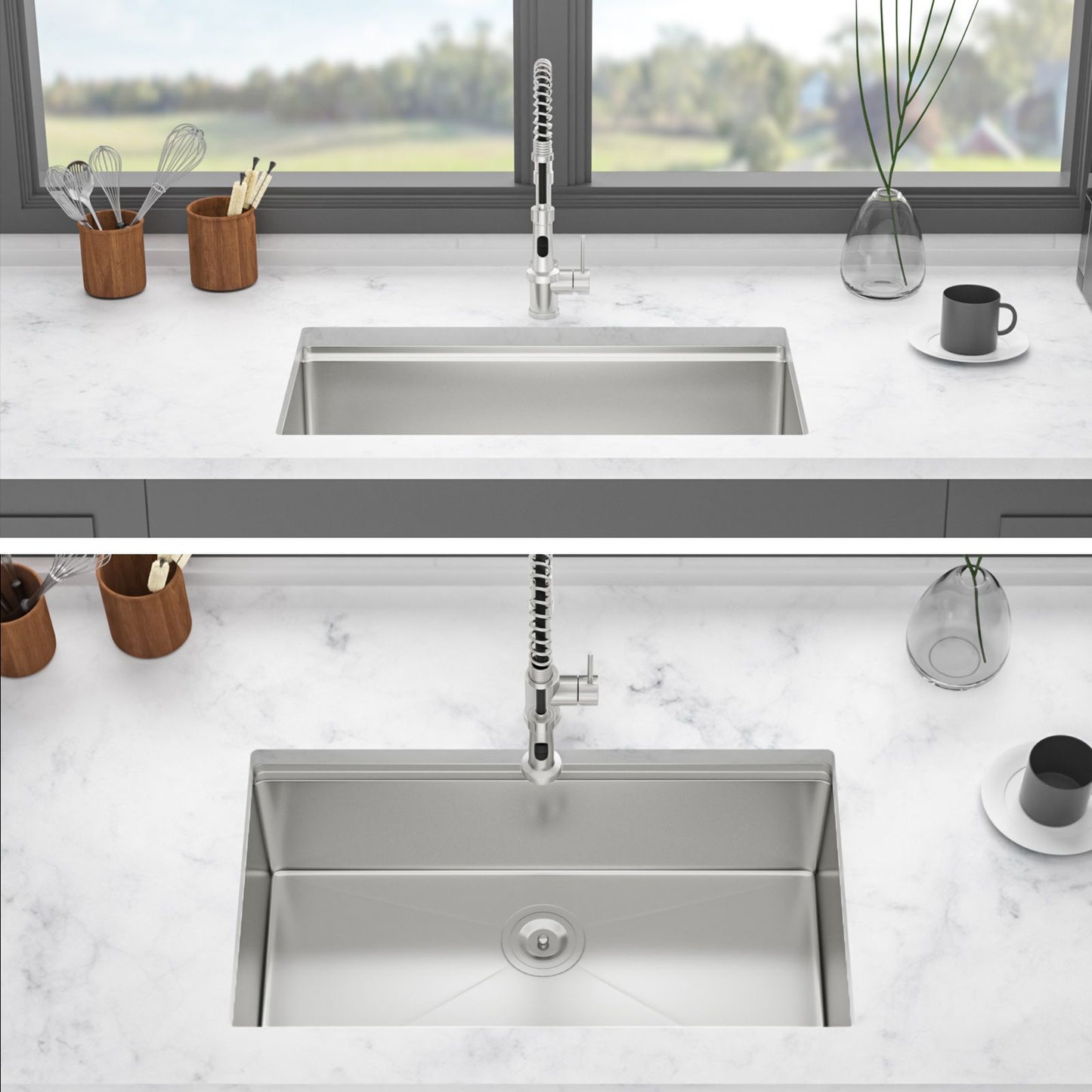 Single Bowl Undermount Workstation Kitchen Sink - 33"x19"x 10" Inch 16 Gauge Stainless Steel Deep Sink image 2