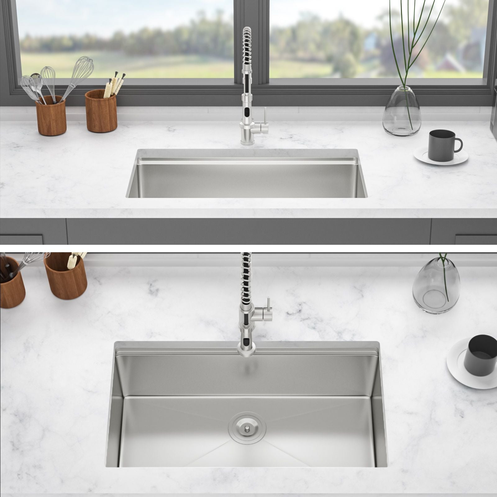 Single Bowl Undermount Workstation Kitchen Sink - 33"x19"x 10" Inch 16 Gauge Stainless Steel Deep Sink image 2