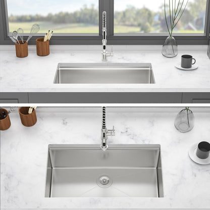 Single Bowl Undermount Workstation Kitchen Sink - 33"x19"x 10" Inch 16 Gauge Stainless Steel Deep Sink image 2