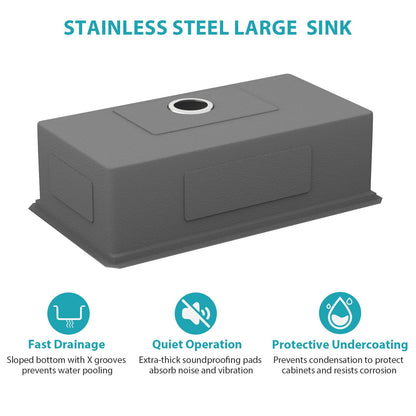 Single Bowl Undermount Workstation Kitchen Sink - 33"x19"x 10" Inch 16 Gauge Stainless Steel Deep Sink image 11
