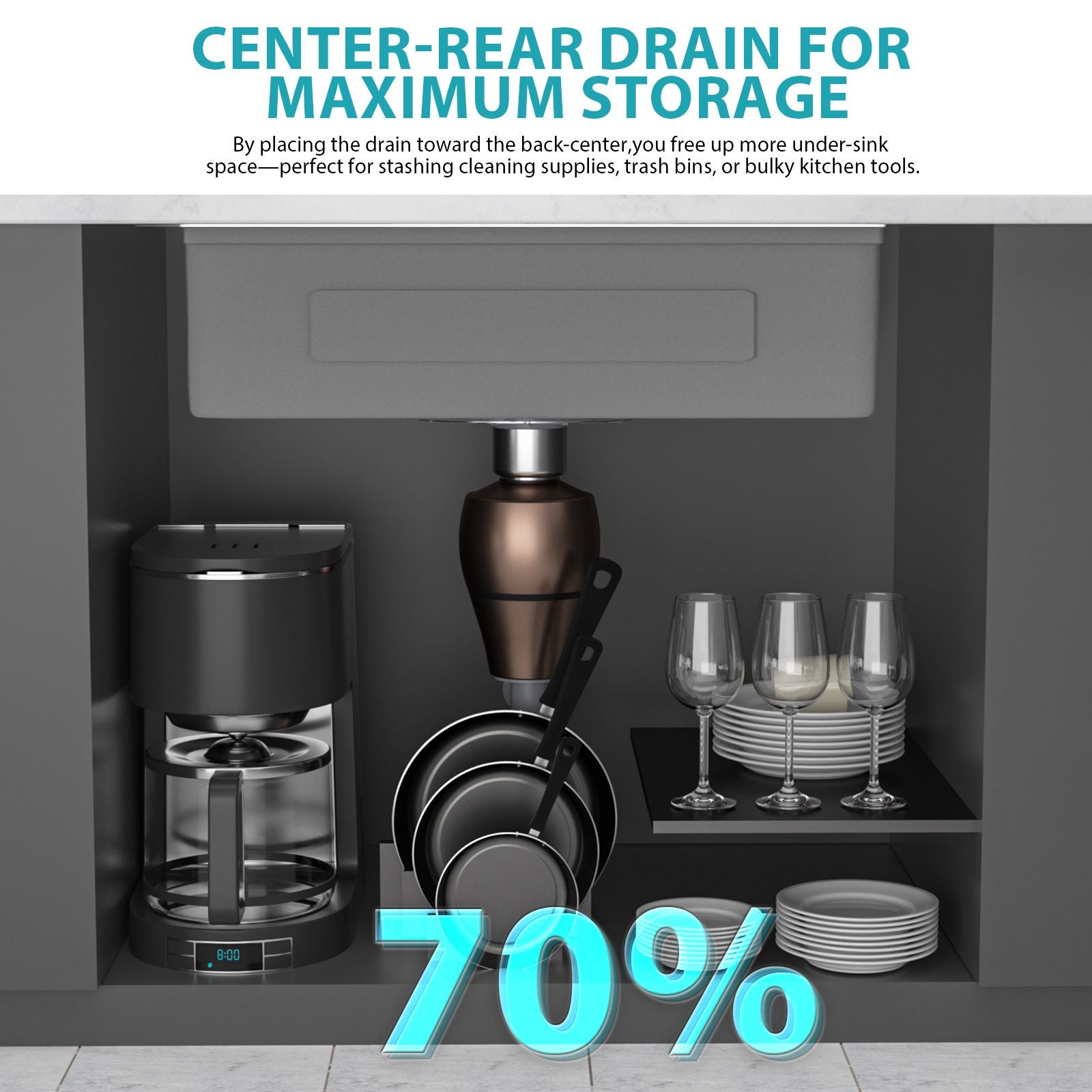 Single Bowl Undermount Workstation Kitchen Sink - 33"x19"x 10" Inch 16 Gauge Stainless Steel Deep Sink image 15