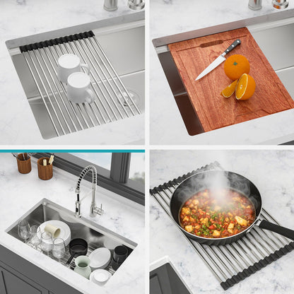 Single Bowl Undermount Workstation Kitchen Sink - 33"x19"x 10" Inch 16 Gauge Stainless Steel Deep Sink image 12