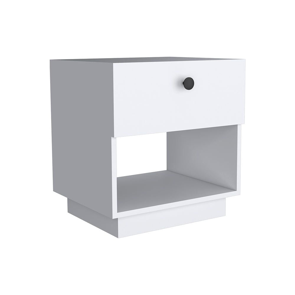 Single Drawer Nightstand 19"H with Open Storage Shelf, White image 4