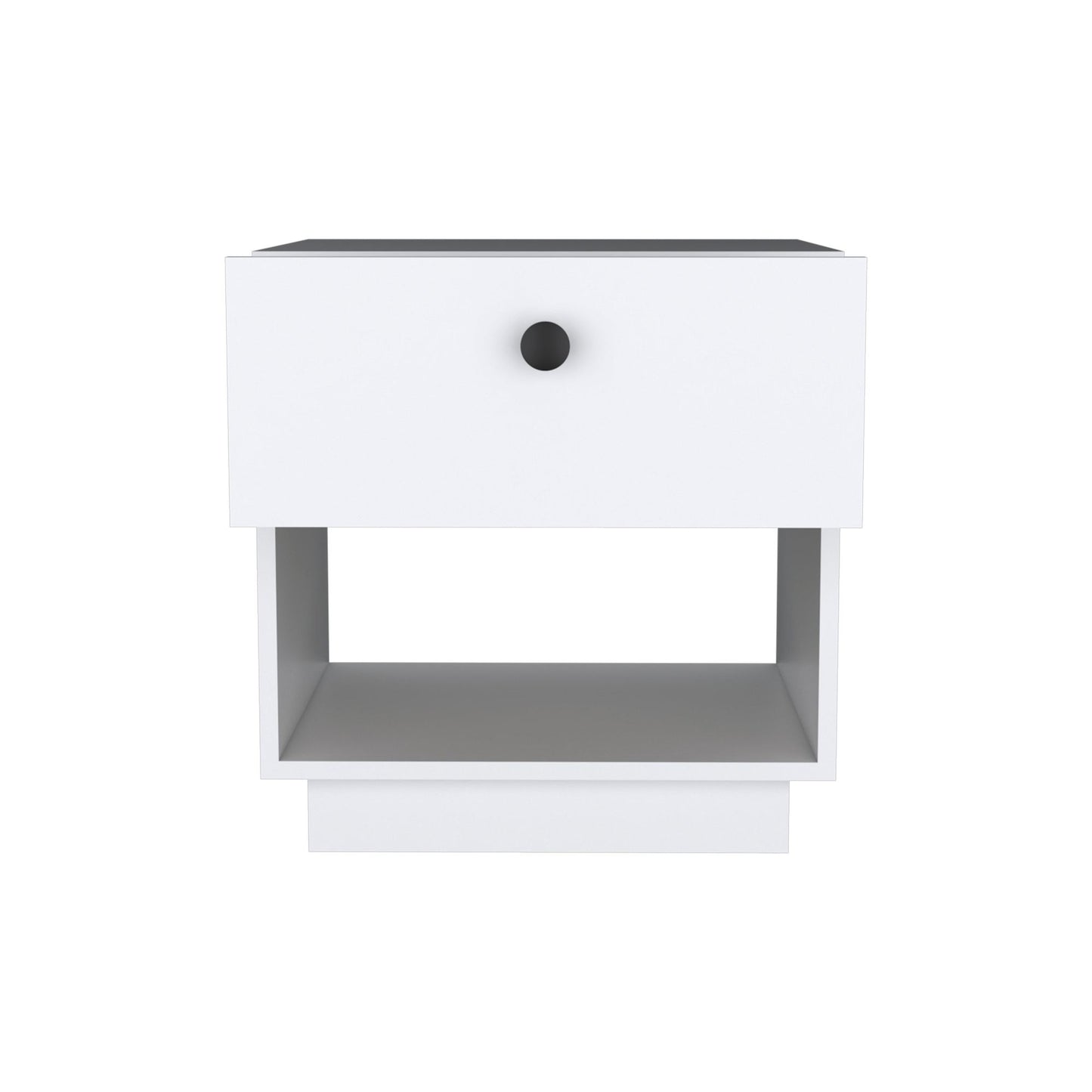 Single Drawer Nightstand 19"H with Open Storage Shelf, White image 5