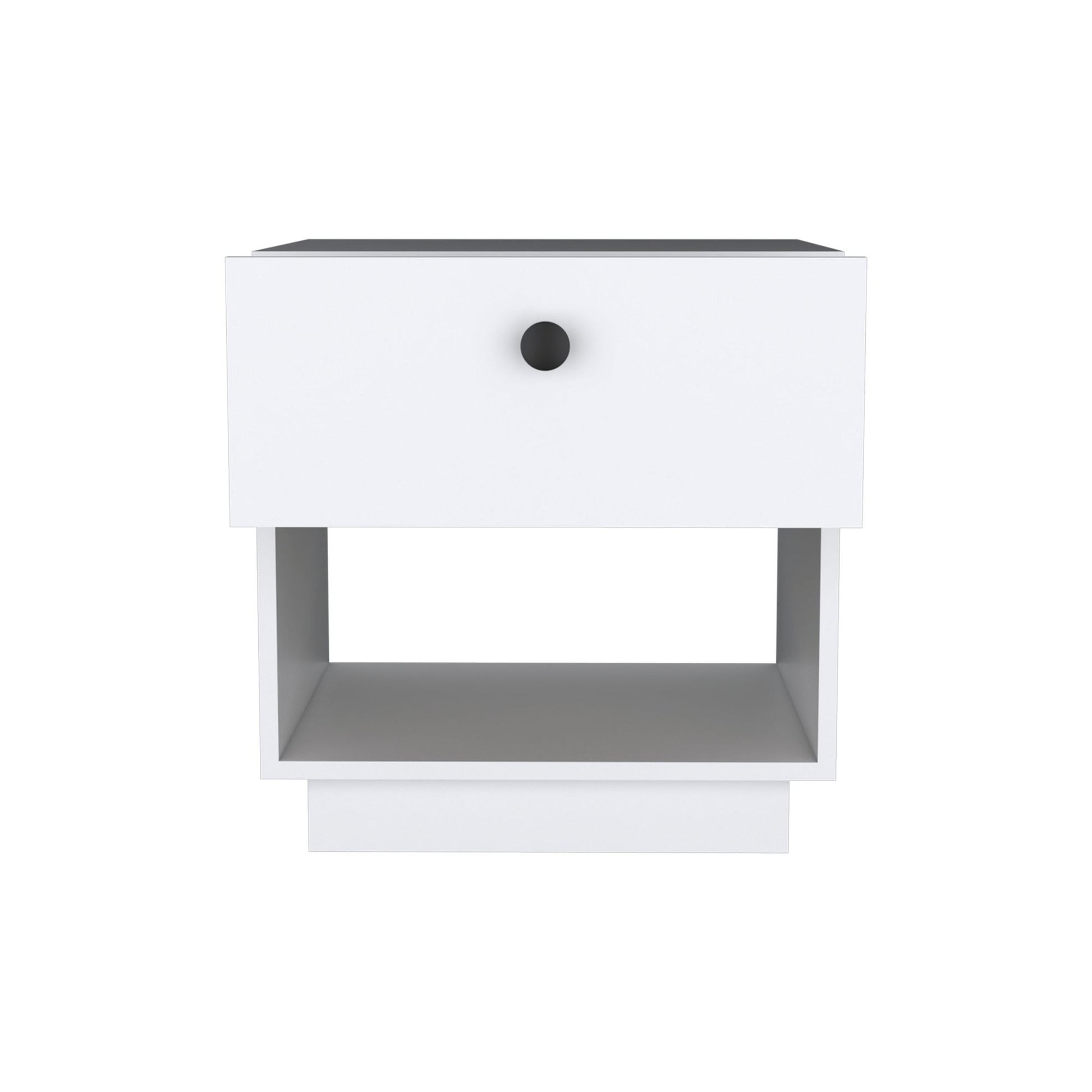 Single Drawer Nightstand 19"H with Open Storage Shelf, White image 5