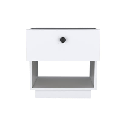 Single Drawer Nightstand 19"H with Open Storage Shelf, White image 5