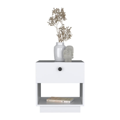 Single Drawer Nightstand 19"H with Open Storage Shelf, White image 6