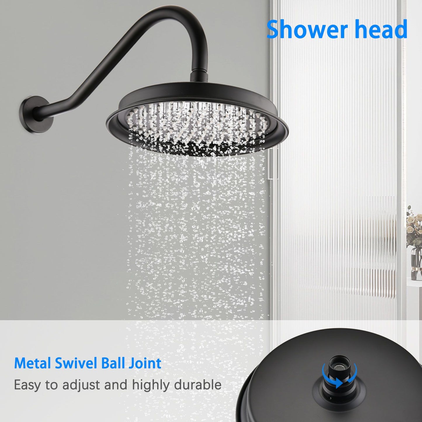 Single-Handle 4-Spray Patterns Bathroom Rain Shower Faucet with Body Jet Handshower in Matte Black (Valve Included) image 4