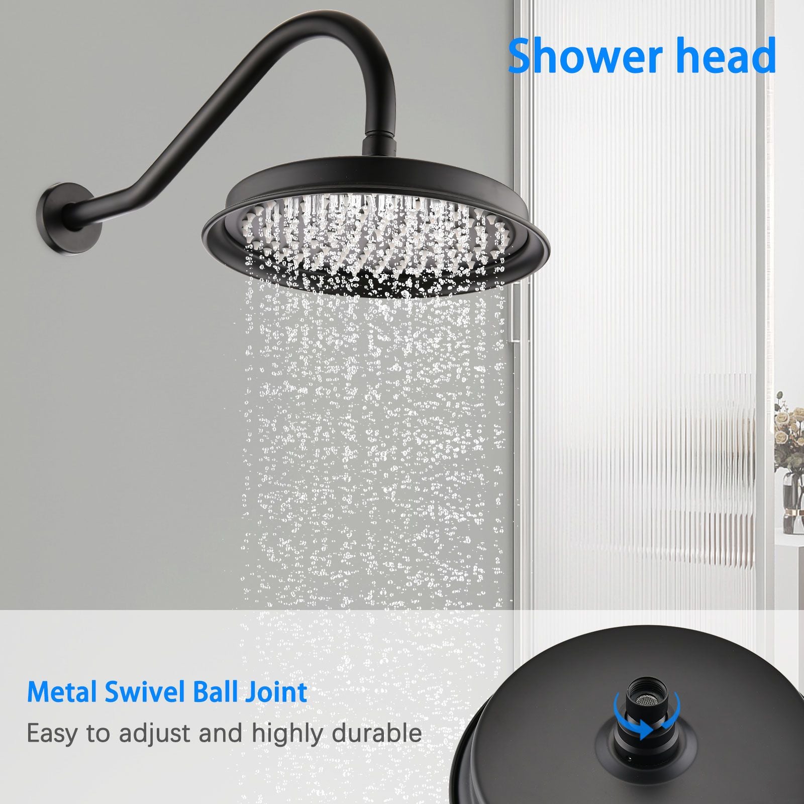 Single-Handle 4-Spray Patterns Bathroom Rain Shower Faucet with Body Jet Handshower in Matte Black (Valve Included) image 4