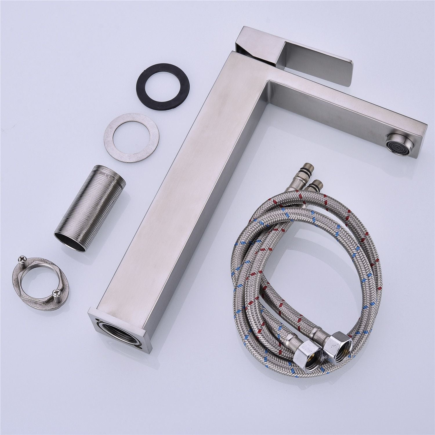 Single Handle Brushed Nickel Vanity Bathroom Faucet - Lifestyle Image